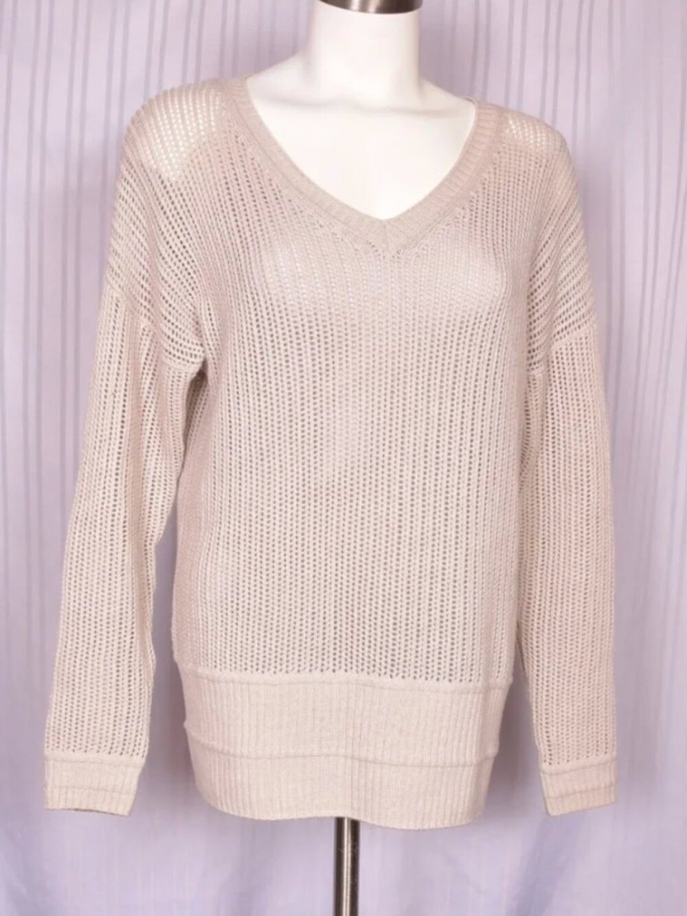 Calvin Klein Jeans Sweater Open Knit V-Neck Size Medium
